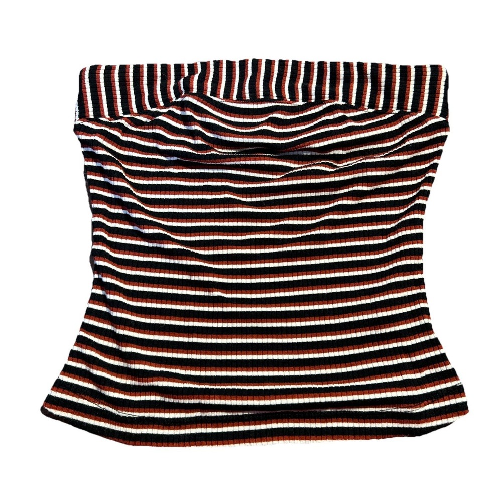 Intimately Free People Red, White And Black Stripe Ribbed Tube Top Size XS